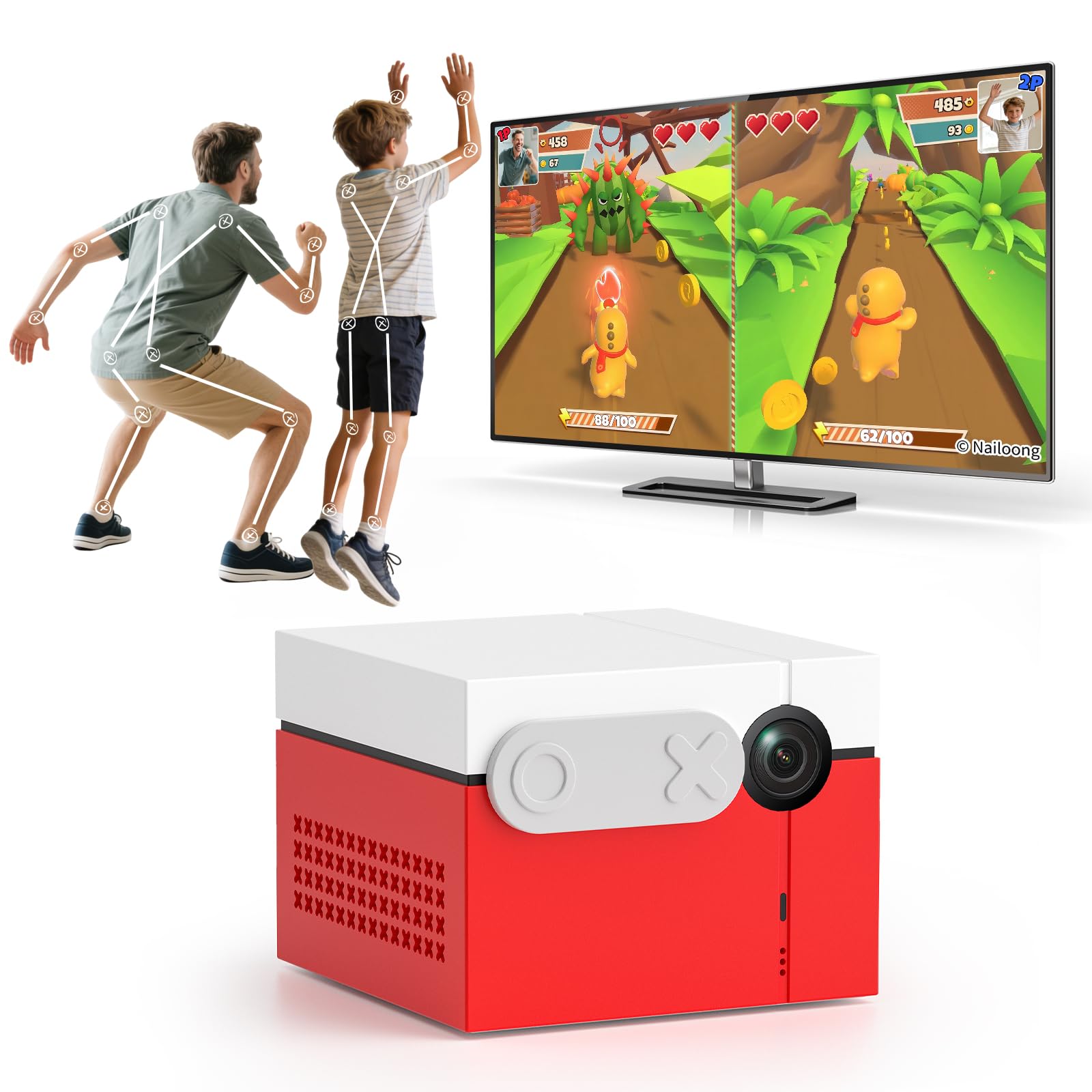 Kinhank MotionX Console di Gioco per Bambini e Famiglie, Console Videogiochi TV con Rilevamento del Movimento AI con 40+ Giochi Interattivi, Aggiornamenti Mensili, Plug & Play Game Console, Regalo