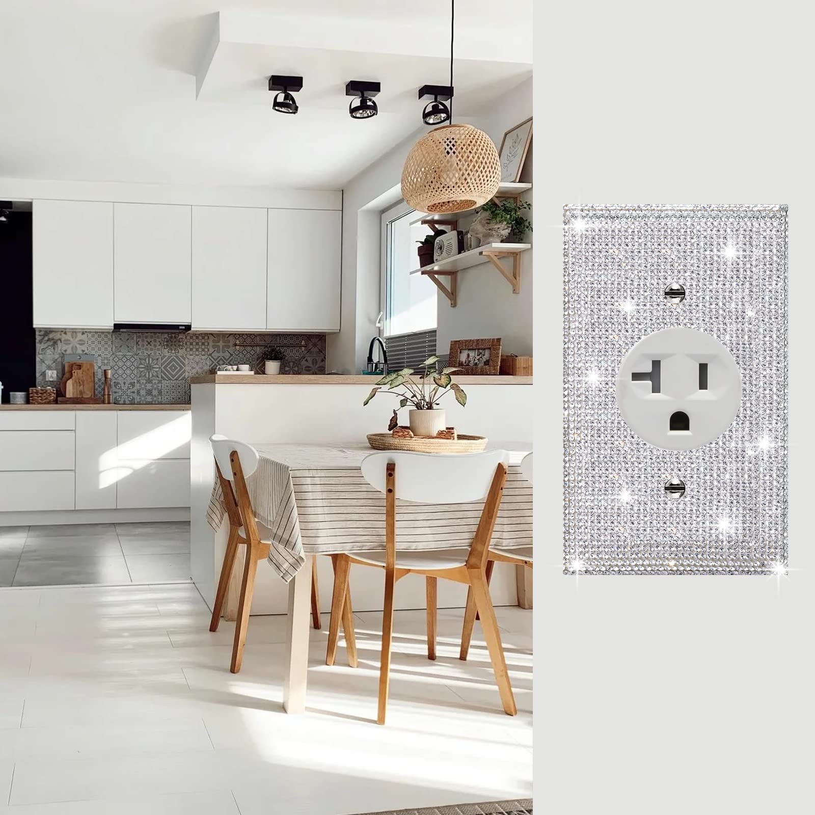 Gaocai Shiny Silver Rhinestones Outlet & Light Switch Cover – Decorative Wall Plate, Single Toggle - View #11