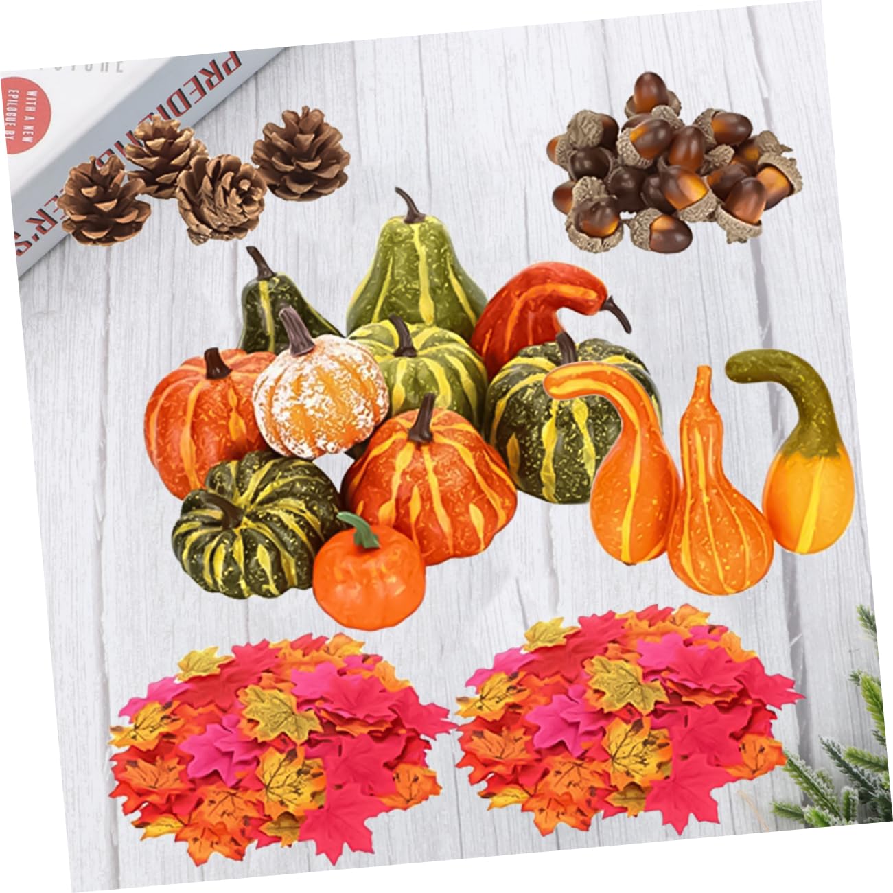IMIKEYA 141pcs Halloween Simulation Pumpkin Thanksgiving Pumpkin Gourd Thanksgiving Decor Artificial Pumpkin Decoration Artificial Acorn Halloween Fireplace Decor Fake Miniature Wreath