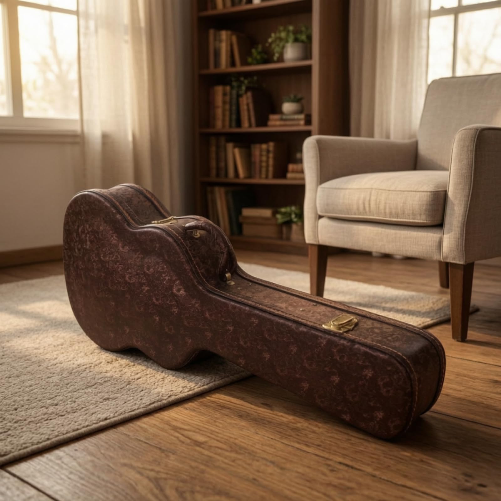 predolo Estuche Guitarra Rígido Funda Rígida Vintage para Guitarristas, Músicos, Viajes, Ensayos, 39 Pulgadas