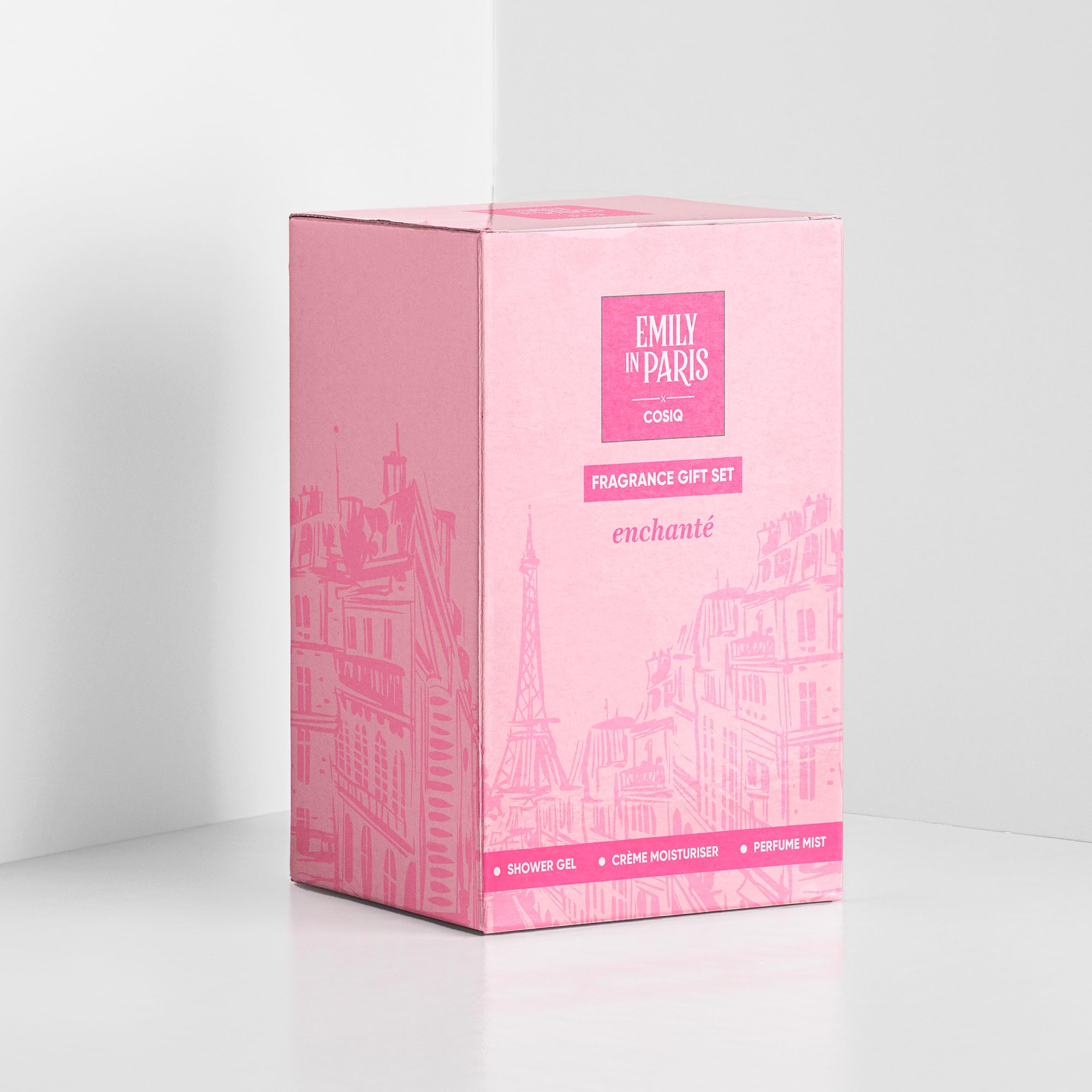 Cos-IQ Emily in Paris Luxury Bath & Body Care Gift Set | Emily's Enchanté Everyday Beauty Collection | Body Mist, Shower Gel & Moisturizer | Floral Woody Musk | Perfect Gift for Girlfriend & Wife | Pack of 3