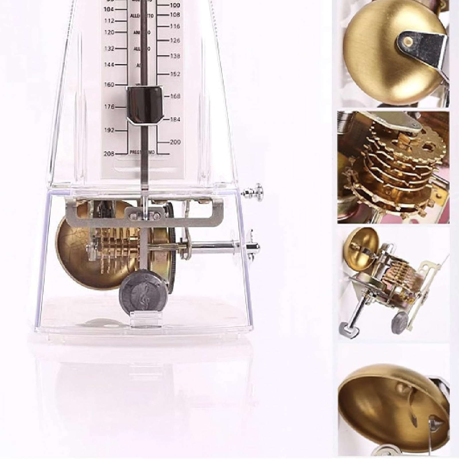 High Accuracy Mechanical Metronome for Beginners Universal Metronome for Instruments Piano Guitar Ukulele Violin Drums Accurate Track Beat and Tempo Transparent