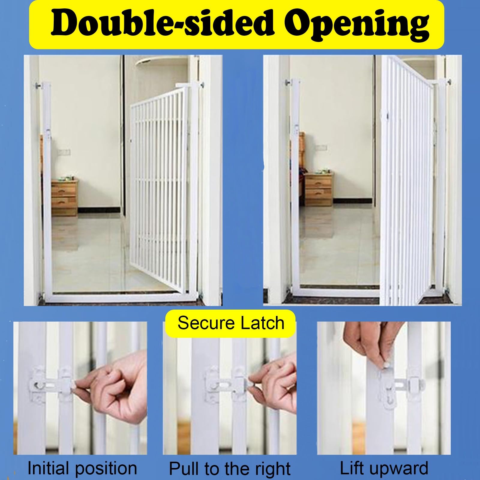 Gattaiola Barriera per gatti con serratura per porte, Cancello anti-arrampicata extra alto per animali domestici per separare, Montaggio a pressione con ingombro ridotto(60x170cm/24x67in)
