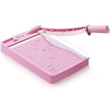 Firbon 12" Guillotine Paper Cutter, Heavy Duty 12-Sheet Capacity Trimmer for Cardstock, Photos, Scrapbooking, Office, Classroom, Studio (Pink)