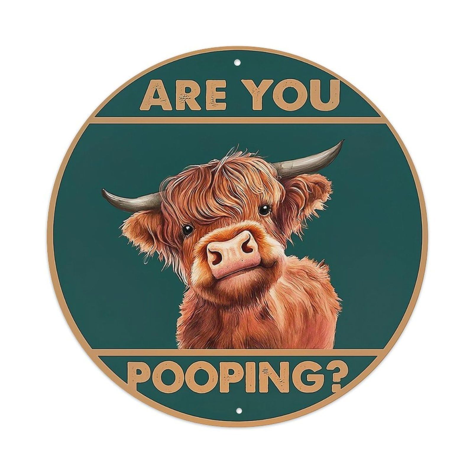 Are You Pooping Highland Cow Tin Sign Metal Poster Vintage Metal Signs for Home Man Cave Bar Cafe Kitchen laundry room Wall Decorations 8x8 inches