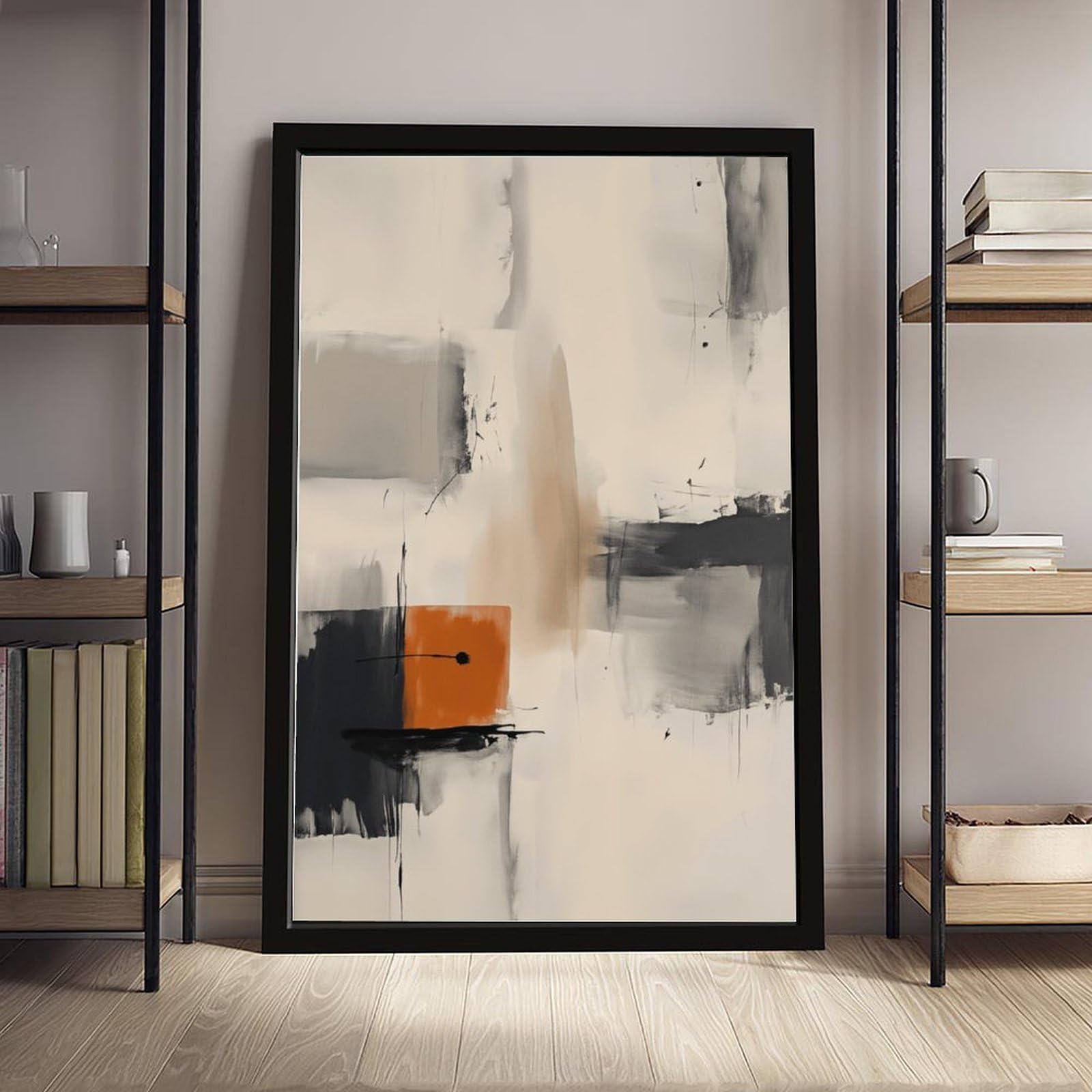 ELKPDOE Warmes neutrales Poster mit sanftem orangefarbenem Akzent, abstraktes und minimalistisches Poster, 7 Leinwandposter, Schlafzimmer-Dekor, Sportlandschaft, Büro, Raumdekoration, Geschenk