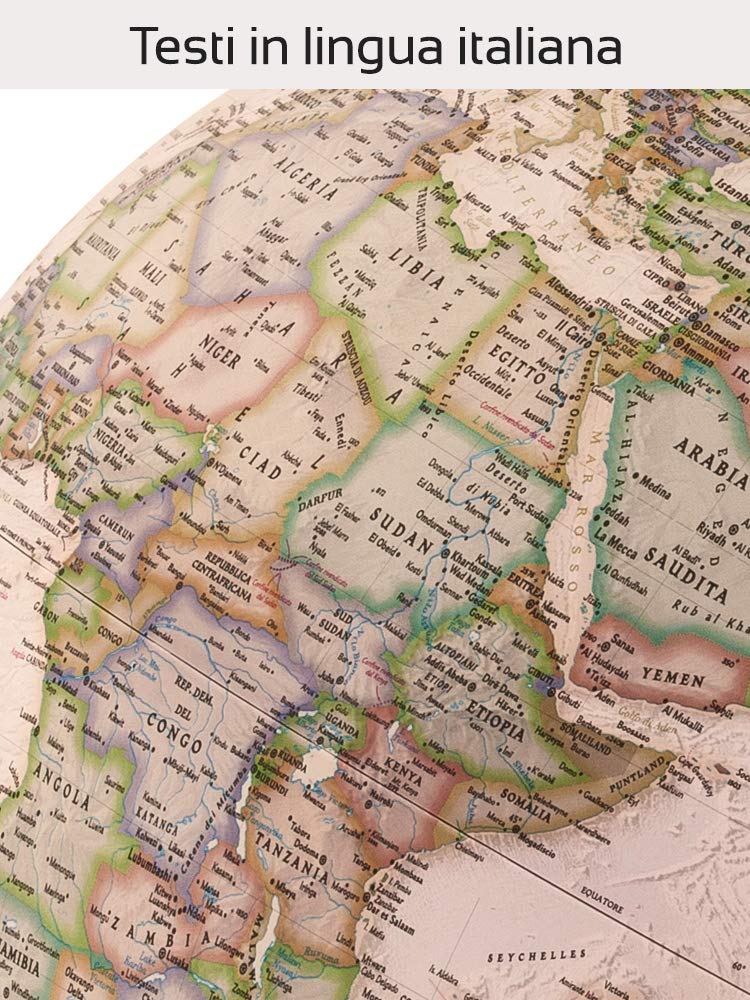 Tecnodidattica - Mappamondo National Geographic Gold Executive | Cartografia Fisico-Politica Stile Antico | Luminoso | Base in Legno e Meridiano in Metallo | Testi in Italiano | Diametro 30 cm