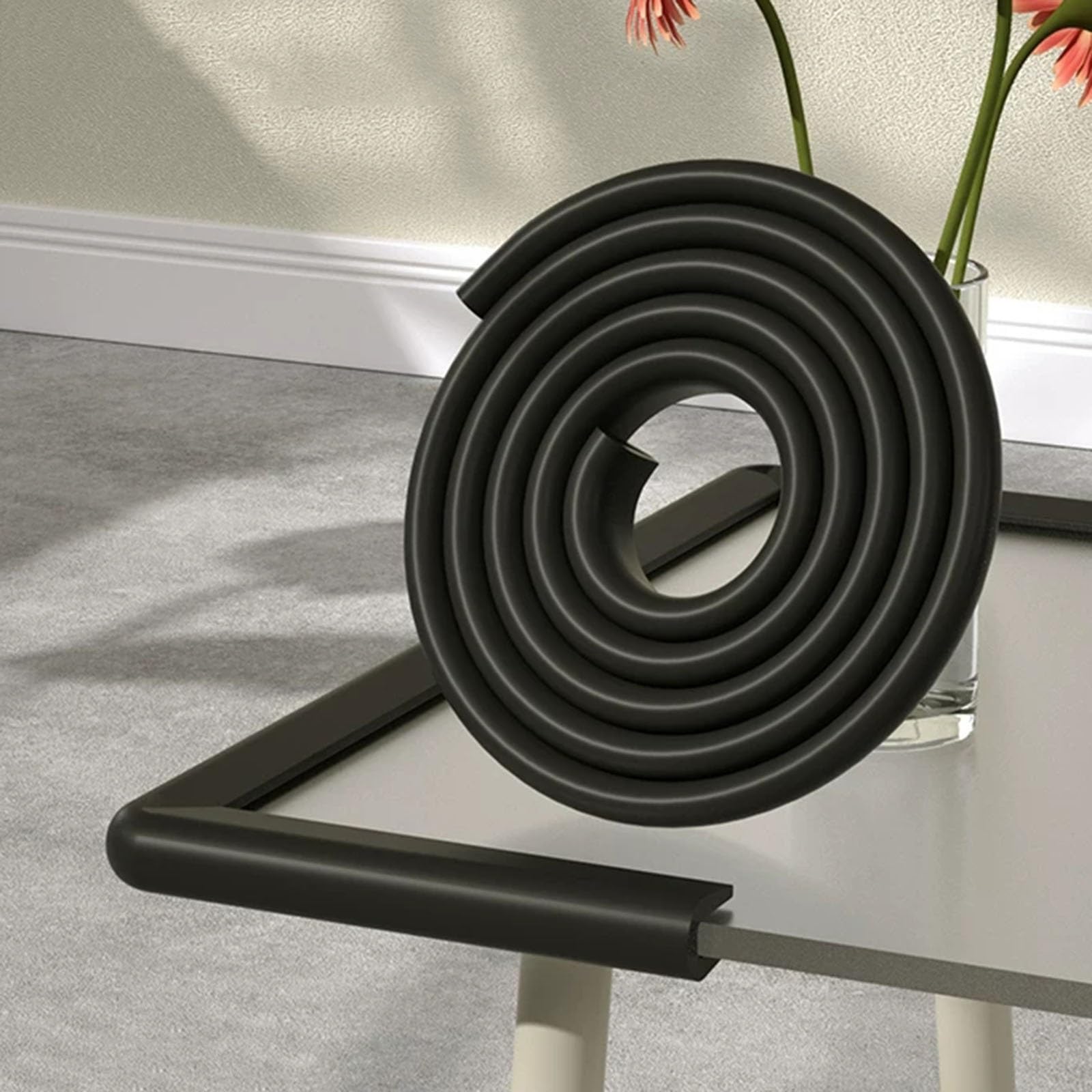 Paraspigoli Angolari a U in NBR con Fissaggio Adesivo, Para Spigoli | Paraspigoli Tavolo, con Nastro Adesivo Incluso, per Pannelli di Spessore Pari o Inferiore a 2 cm(Black,20m/65.6ft)