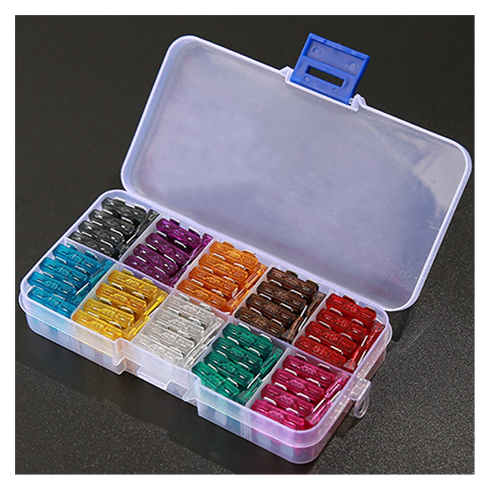 Kit de fusibles for coche de 100 uds, surtido de fusibles de cuchilla estándar for camión automático, 2A, 3A, 5A, 7,5 A, 10A, 15A, 20A, 25A, 30A, 35A Cableado de protección