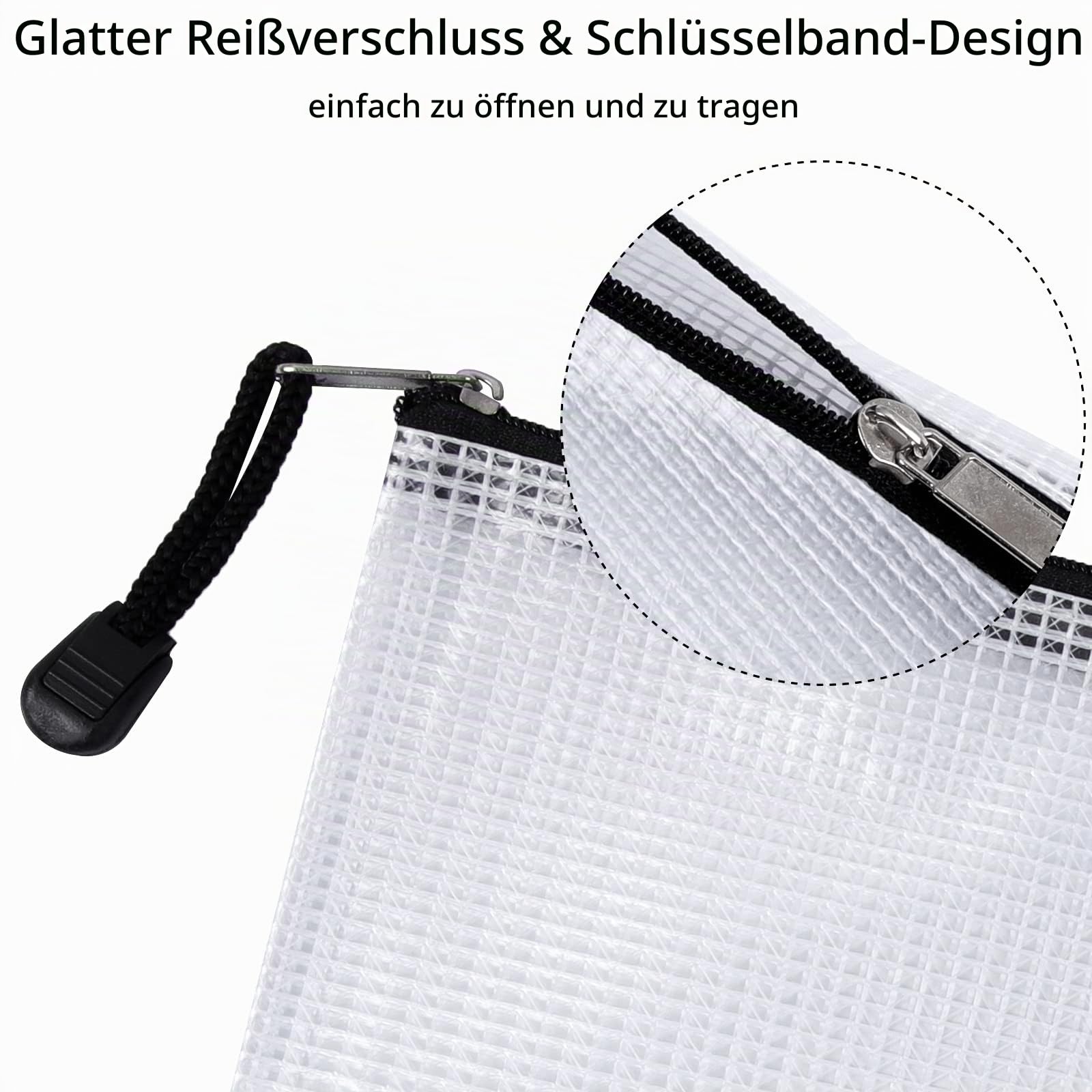Dokumententasche A4 mit Reißverschluss, 24 Stück, Dokumentenmappe A4, Zip Beutel Schwarz, Wasserdicht, Robust, für Büro Schule Haushalt