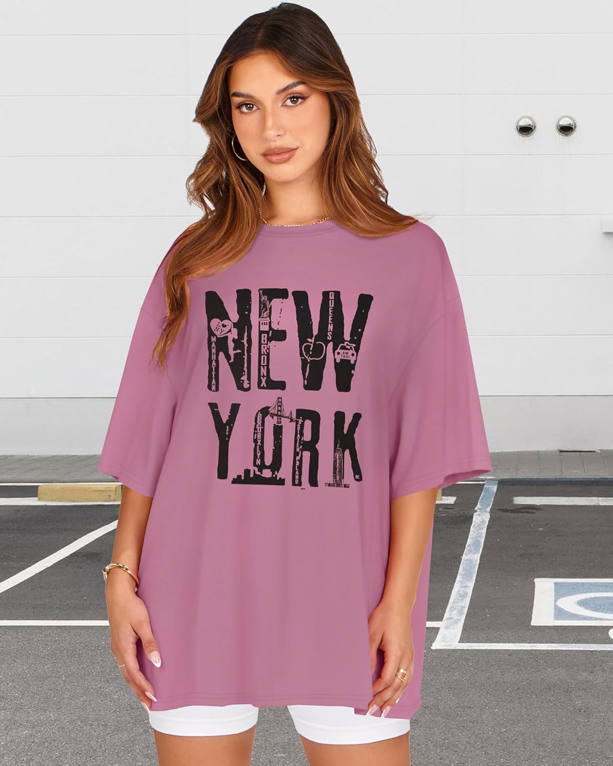 Oversized Tshirts for Women Summer Short Sleeve Round Neck Graphic Tee Shirt - Image 7