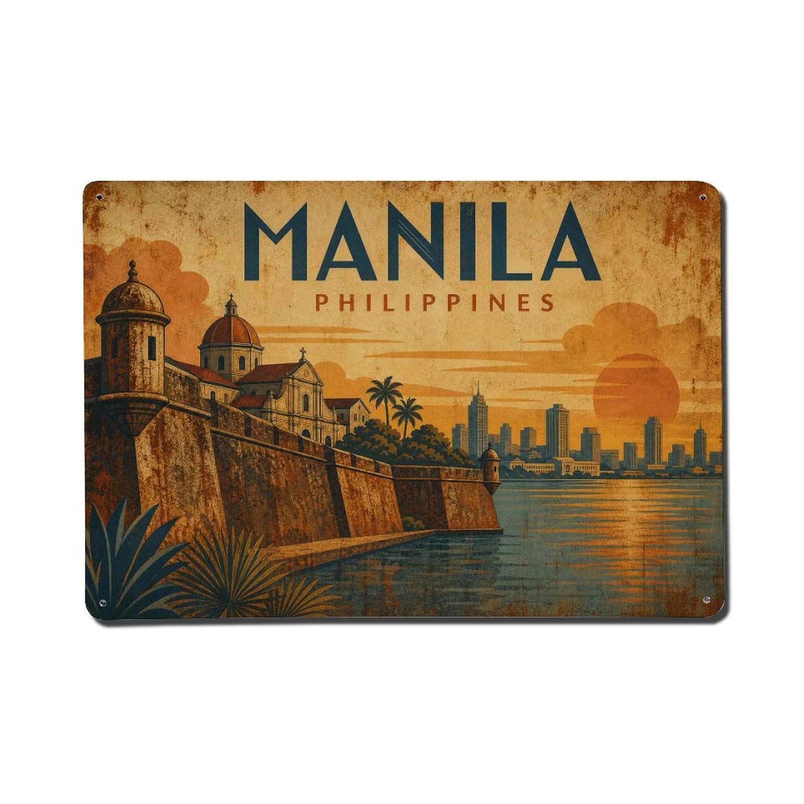 Metal Tin Sign Travel Retro Philippines Manila