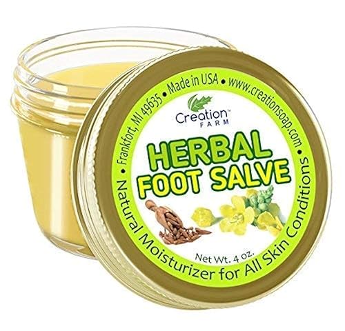 Creation Farm Foot Salve Herbal Balm Cream - Balsamo pomada crema herba de Los pies con menta, árbol de té más 10 botánicos