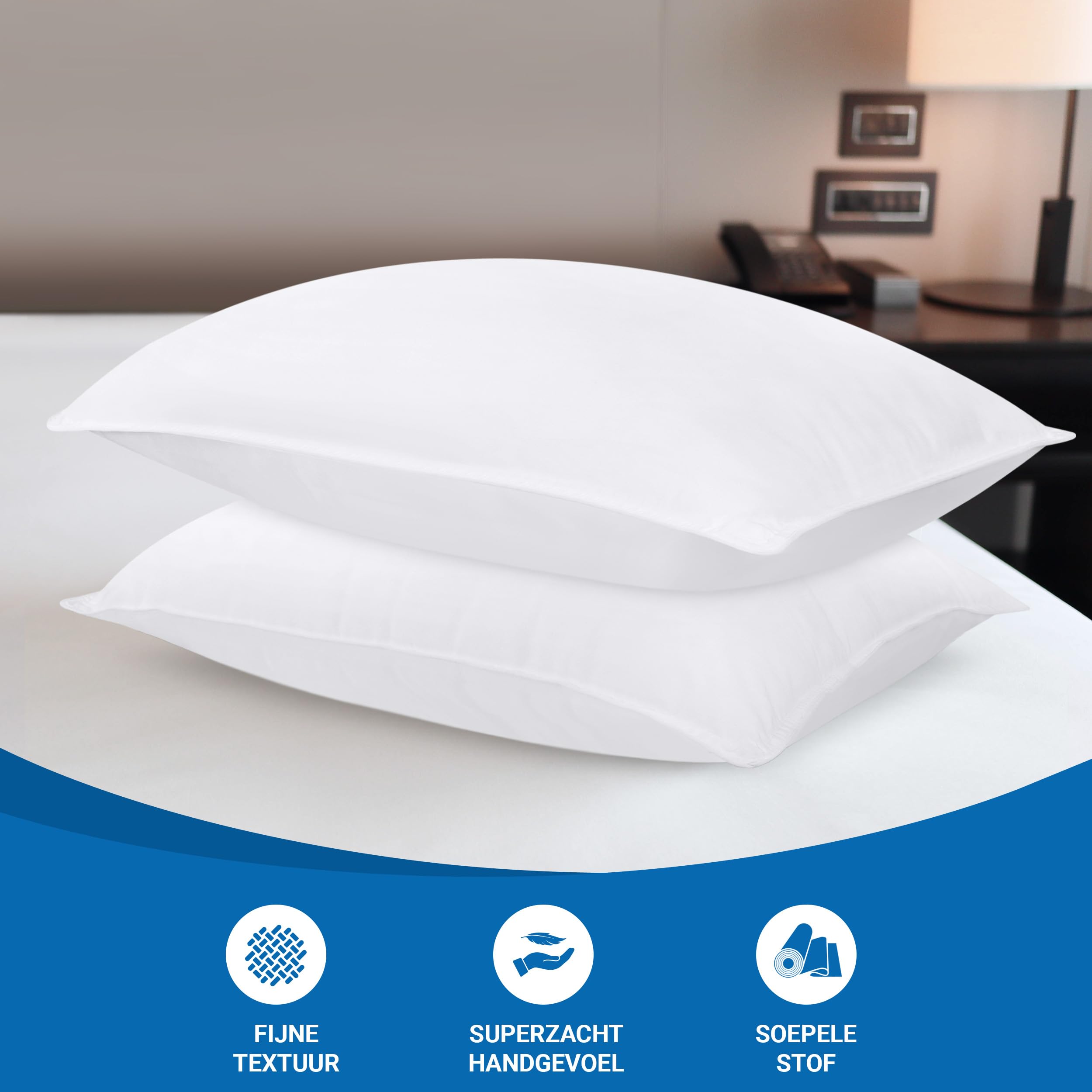 Utopia Bedding Cuscini Letto (Set di 2), 50 x 70 cm Guanciali Letto Coppia, 3D Fibra di Poliestere (Bianco)