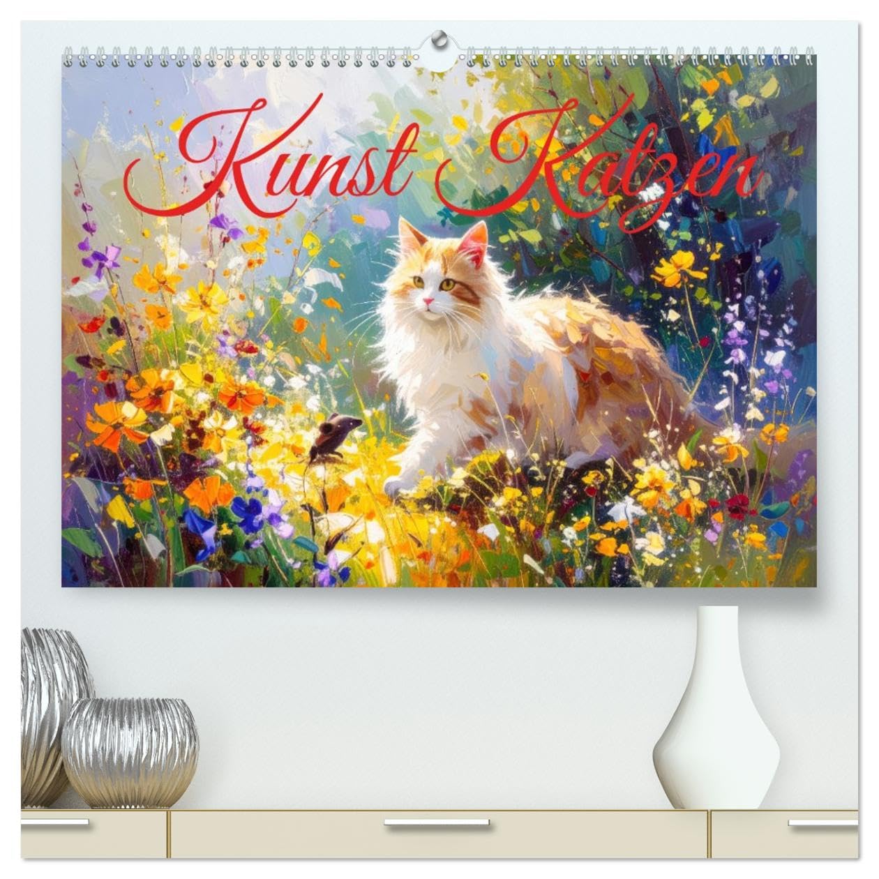Kunst Katzen (hochwertiger Premium Wandkalender 2026 DIN A2 quer), Kunstdruck in Hochglanz: Katzen in den verschiedensten Kunstepochen