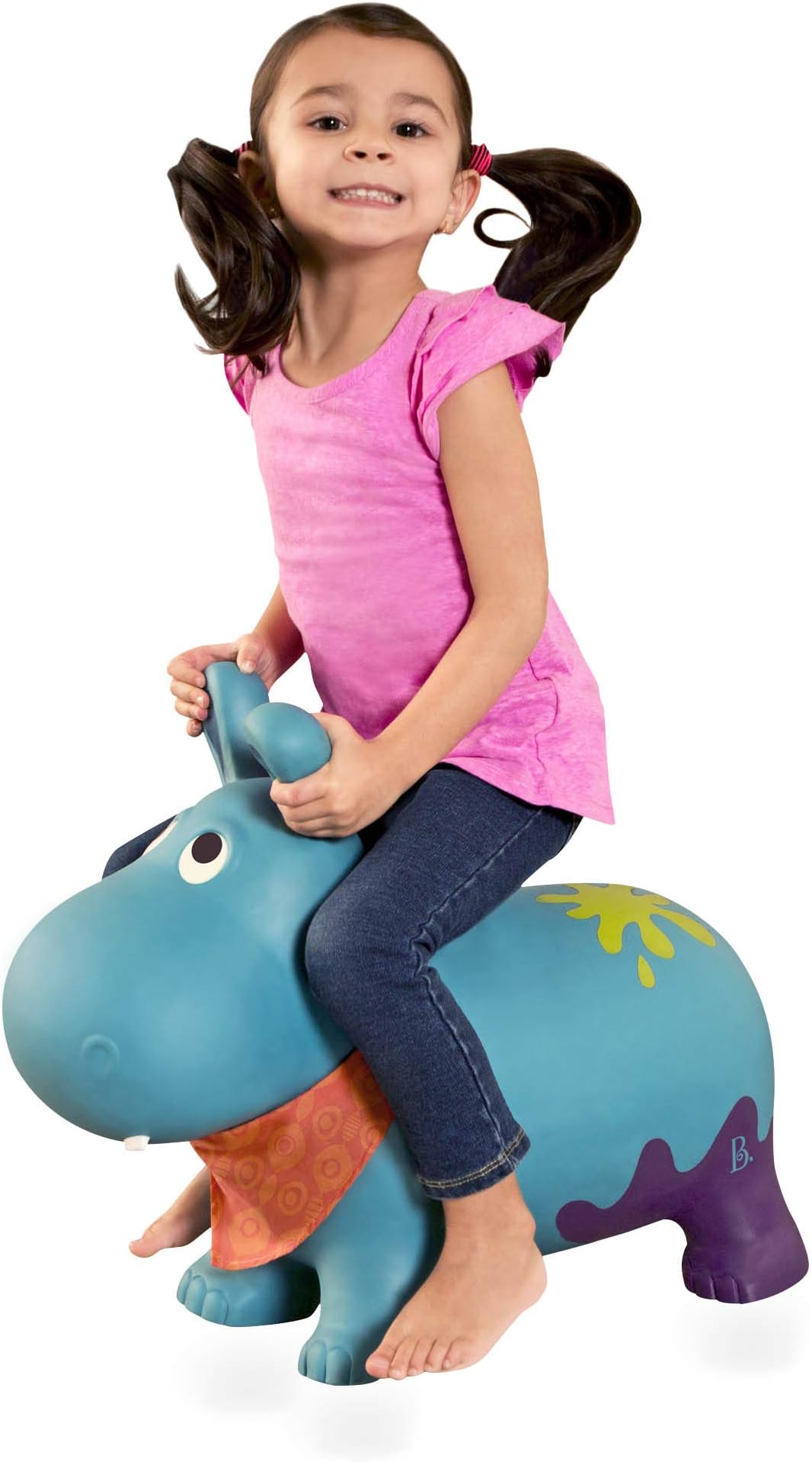 B toys – Hanky the Hippo Inflatable Ride-On Bouncer – Bouncy Boing – BPA Free Soft Riding Toy for Toddlers 18m+
