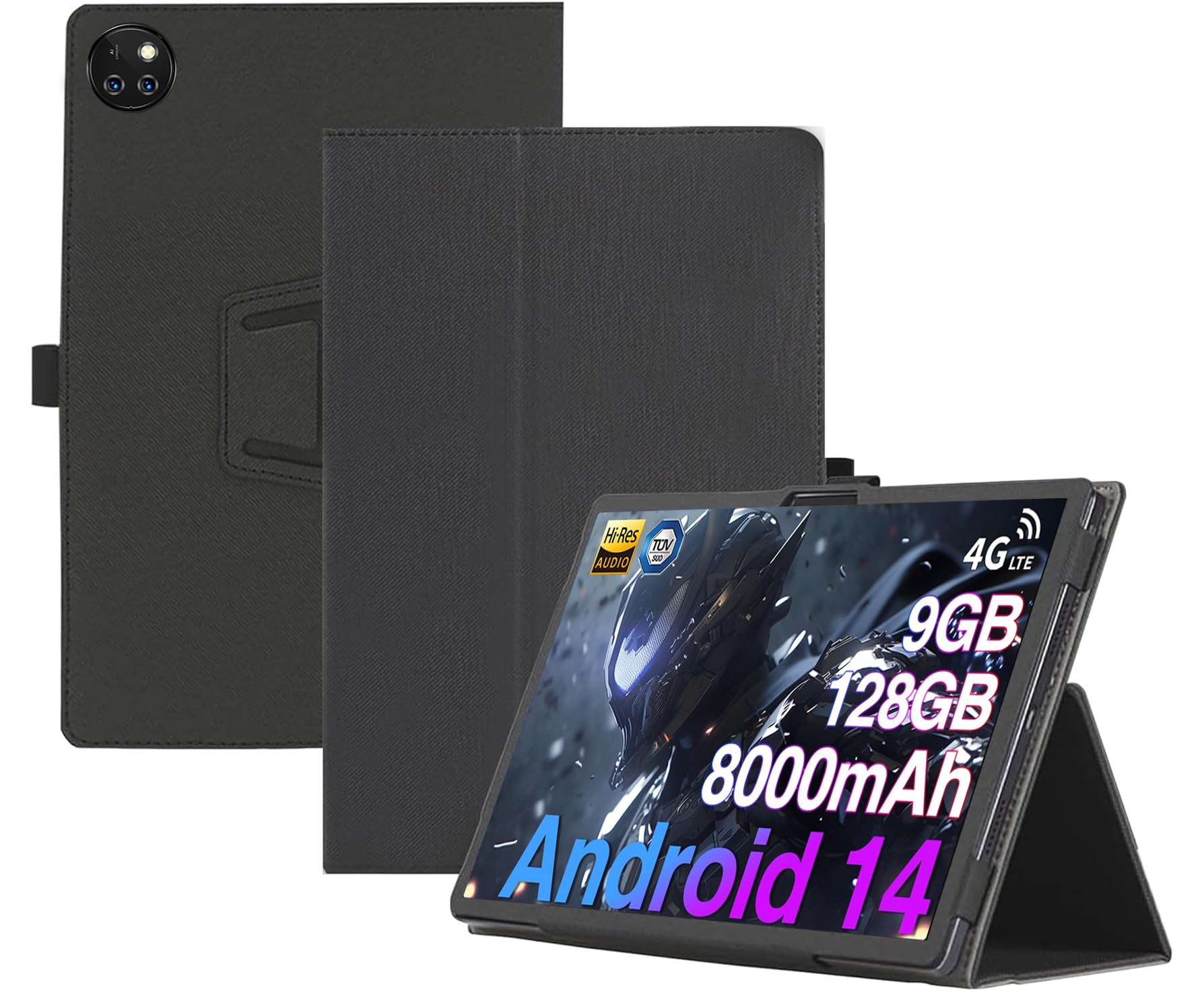 For DOOGEE T10W ケース 保護ケース【JYJIEJIE】角度調整 高級PU スクラッチ対策 レザー 耐汚れ 耐久性 擦り傷防止 スタンド機能付き 磁気吸着 手触りが良い 全面保護型 DOOGEE T10W タブレット 対応 タブレットスリーブ (ブラック)