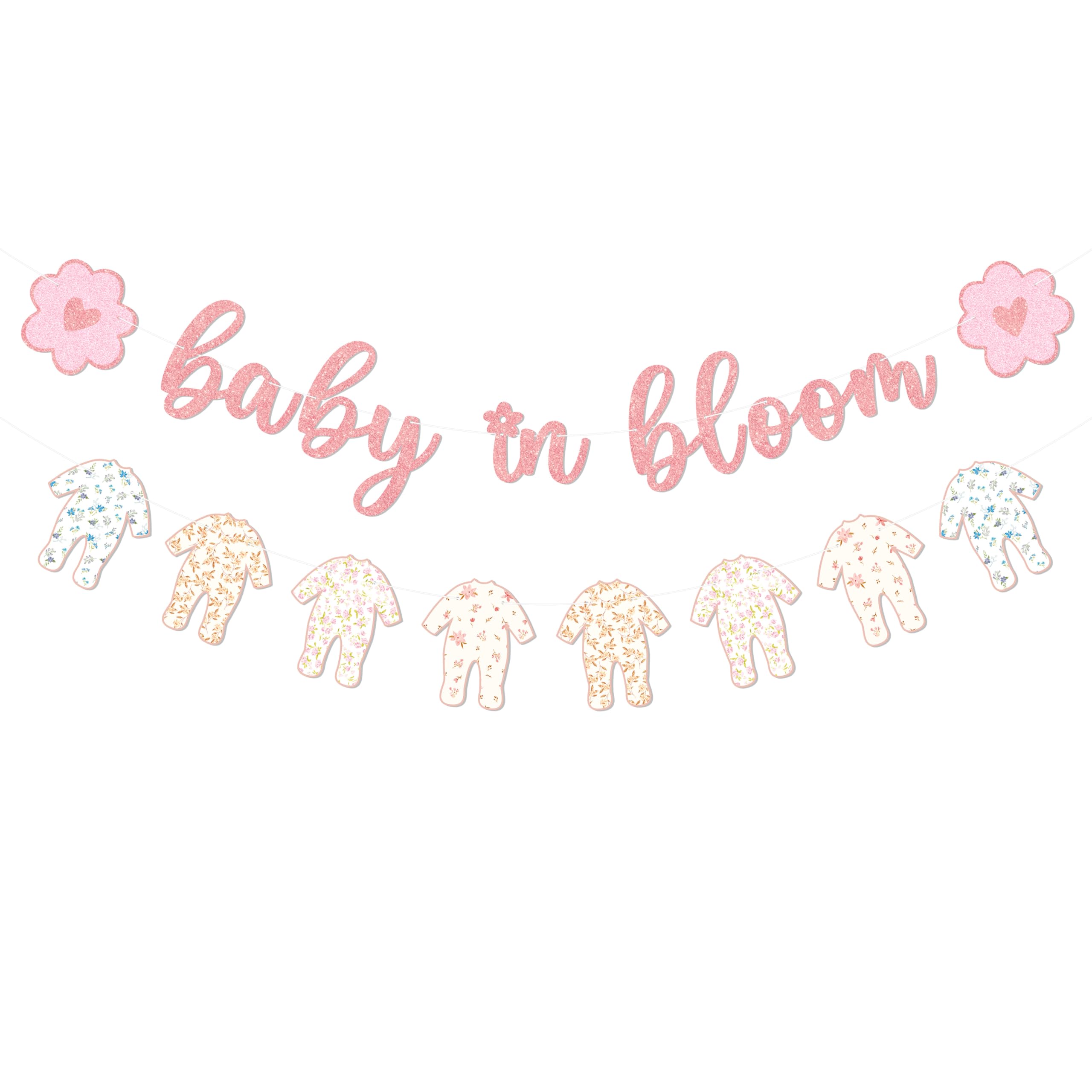 Pancarta de bebé en flor, decoración de baby shower, guirnalda floral preencordada y flores rosas, letras de oro rosa