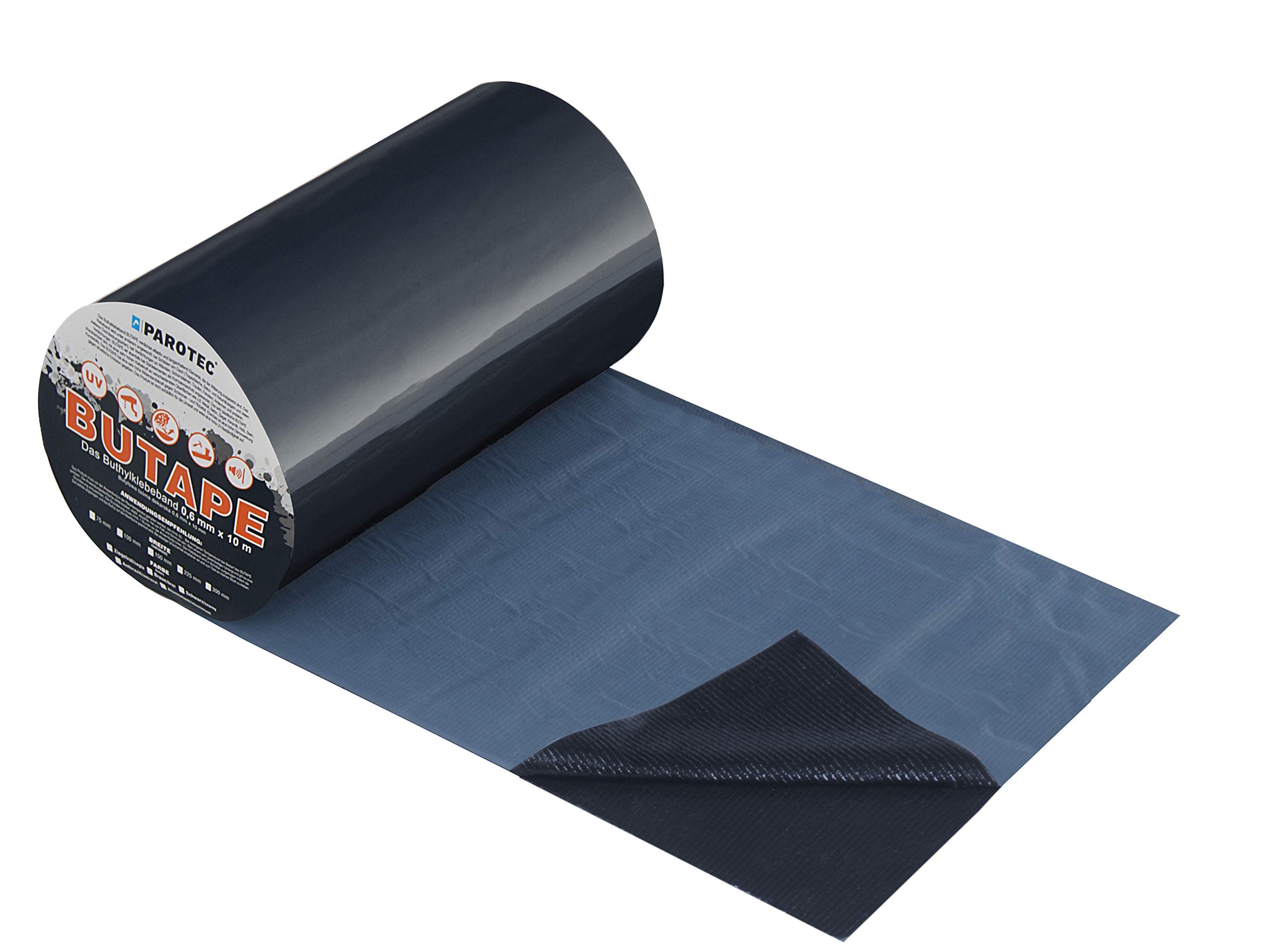 Parotec BuTape Aluminium Butylband – Alu-Dichtband für Dachreparatur – Wasserdicht, UV- & Witterungsbeständig, starke Haftung auf vielen Untergründen – 150 mm x 10 lfm – 7 Farben (Anthrazit)