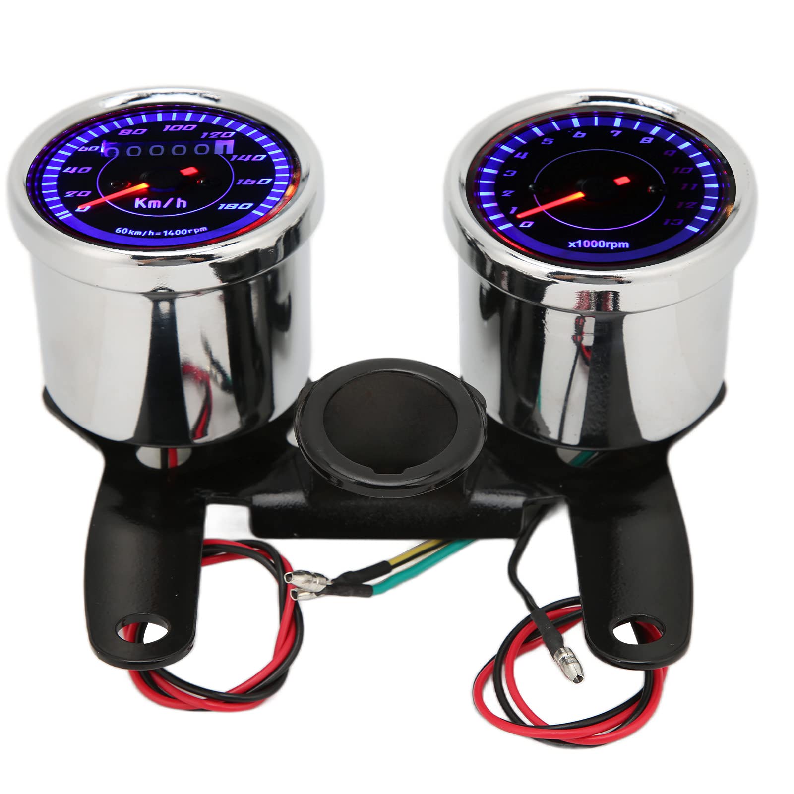 Contagiri per Moto Contachilometri Contachilometri 12V Retroilluminazione a LED, Robusto Materiale Metallico, Qualità Professionale, Misurazione Contachilometri 013000 Giri/min,