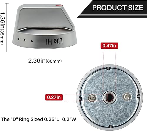 Miniatura 2 de DG94-03500AZ Samsung - Pomo de cocina de gas DG94-03500U para quemador de horno Samsung, perilla superior de la estufa de repuesto DG94-03500U