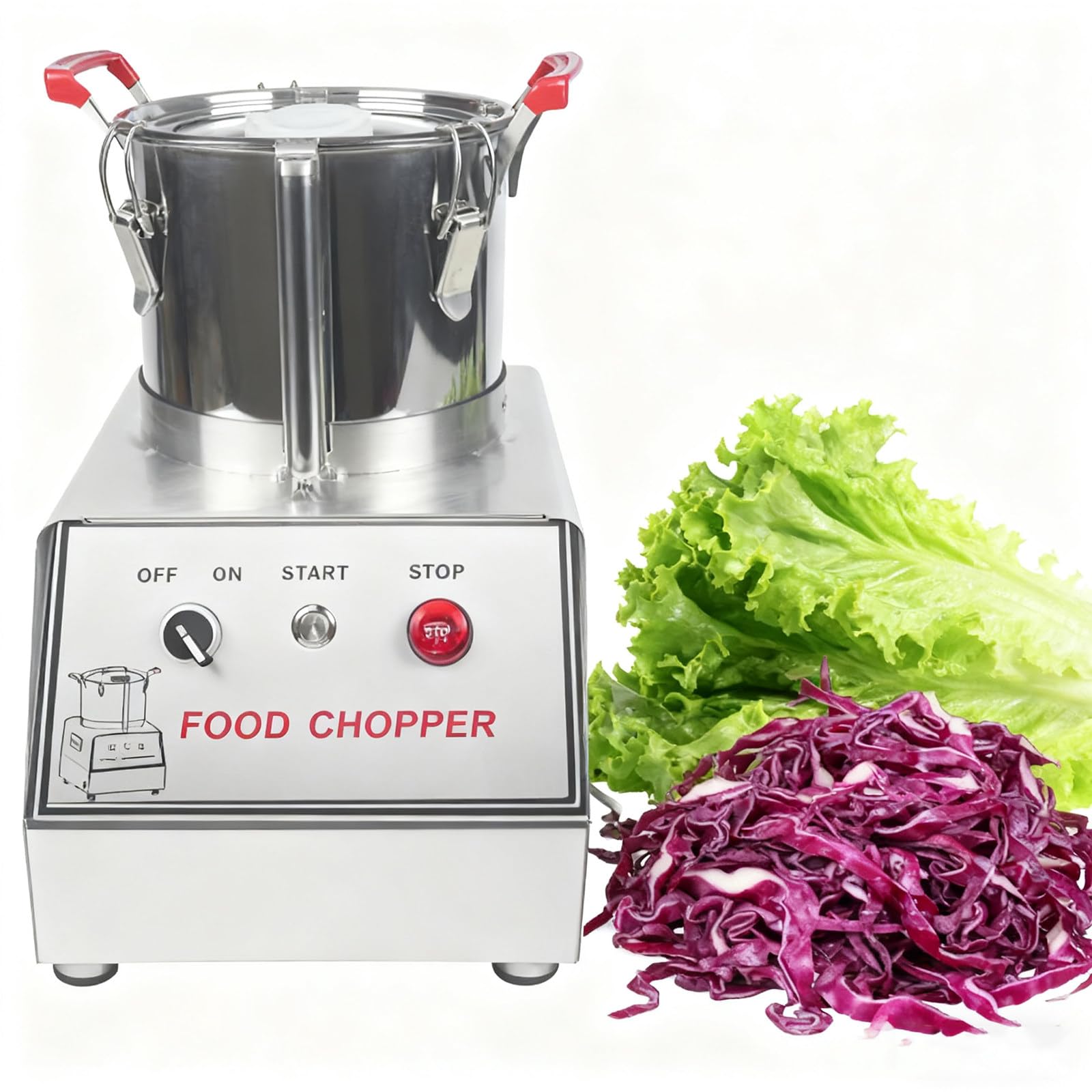 Commercial Food Processor Stainless Steel Food Processor &amp; Vegetable Chopper with Detachable Blades Electric Food Chopping Machine for Vegetables (7L)