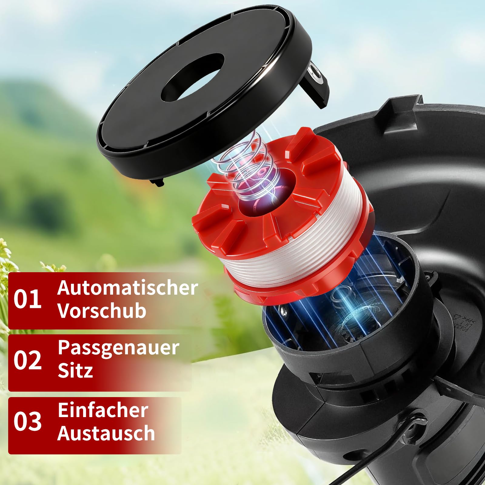 6 Stück 3405096 Fadenspulen, Ersatzfadenspule Kompatibel mit Einhell Rasentrimmer GE-CT 36/30 Li E, GE-CT 36/33 LI E, AGILLO 36/255 BL, AGILLO 18/200, GP-CT 36/35 Li BL für Einhell Ersatz Fadenspule