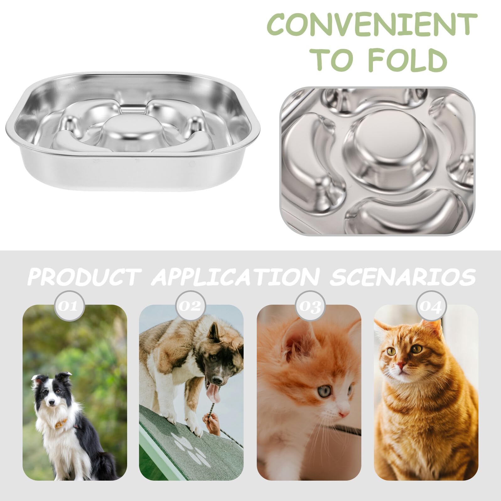 Comedero Lento de Acero Inoxidable para Perros Base Antideslizante Tazón para Alimentación Lenta
