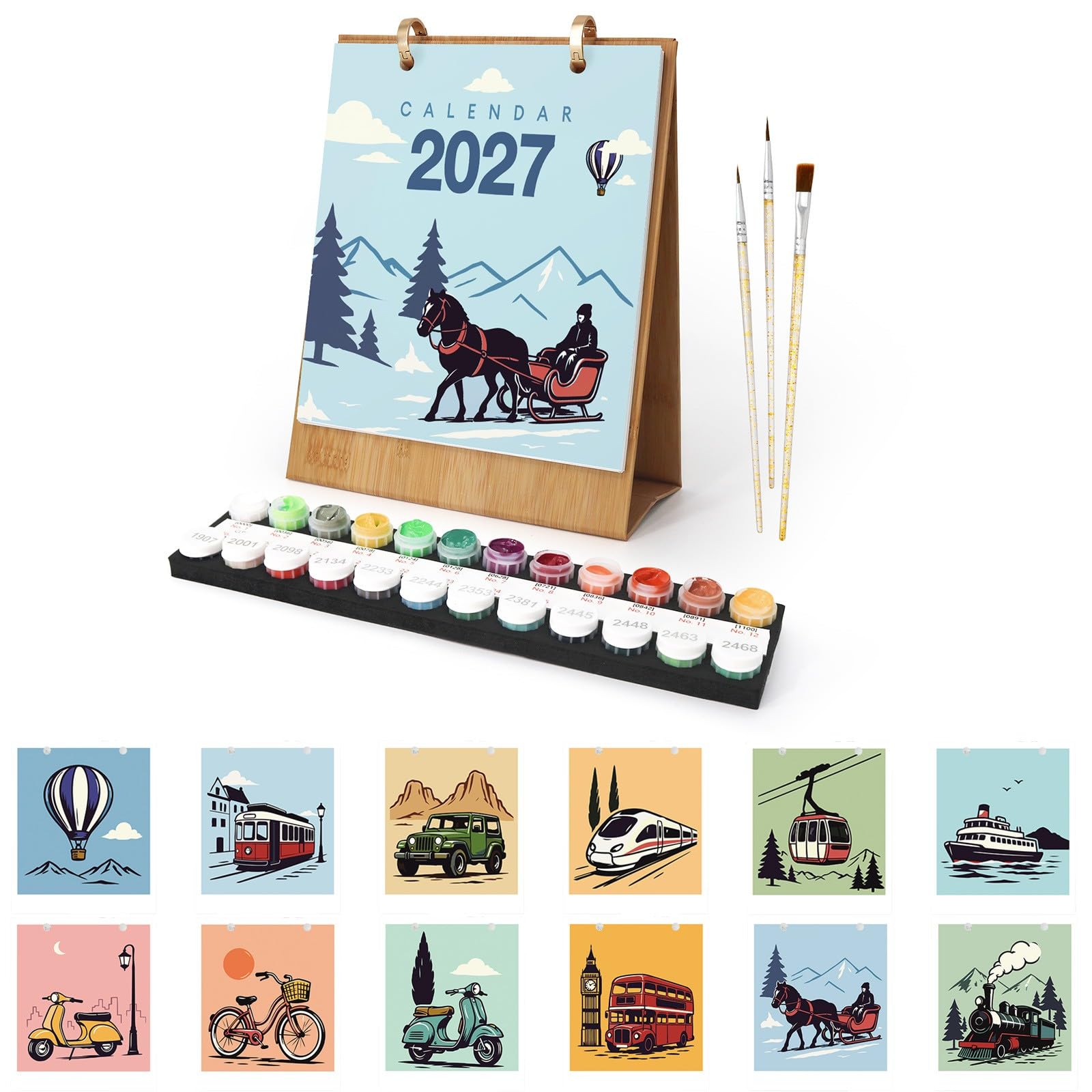 Lebartm 2027 New Desk Calendar Paint by Number Kit for Home Office Planning
