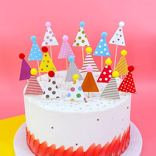 Miniatura 3 de 55 piezas de mini adornos para cupcakes de feliz cumpleaños, sombreros a rayas y lunares para primer cumpleaños y decoración de pasteles para baby