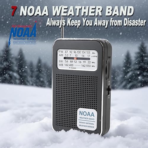 Miniatura 6 de Radio de bolsillo AM FM SW WB de 4 bandas con batería recargable, radios de transistor portátiles a pilas, radio de emergencia meteorológica NOAA,