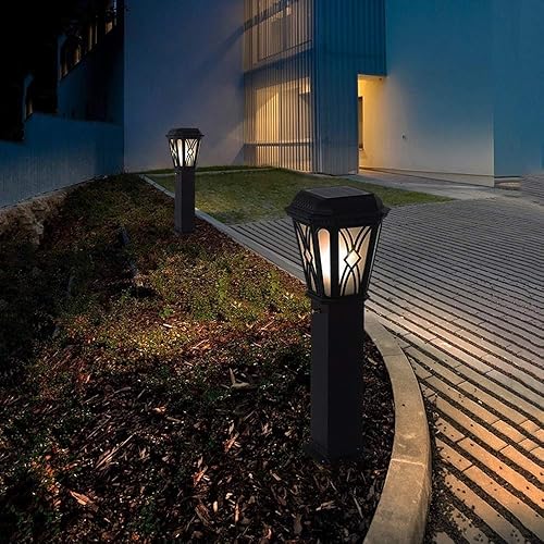 Miniatura 2 de ZEELYDE Luces de poste al aire libre, vintage, retro, solar, para patio, jardín, paisaje, pared, IP55, impermeable, luz de pared, luz de pared para
