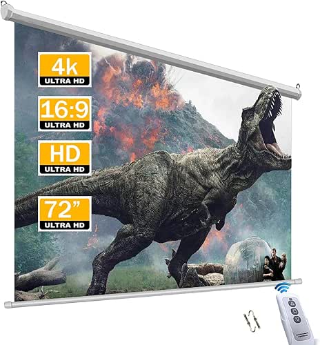 72inch Motorized Projector Screen with Remote Control, Ceiling or Wall