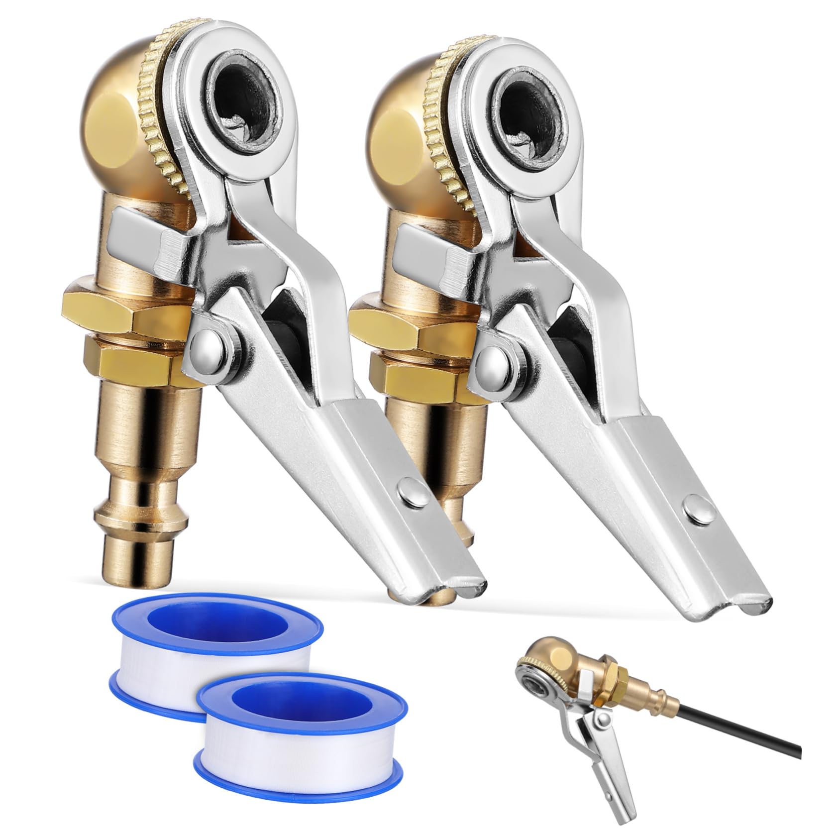 Anneome Locking Tire Inflator Chuck Set 2 Pcs Air Chuck for Tires Secure Grip and Air Compressor Attachments