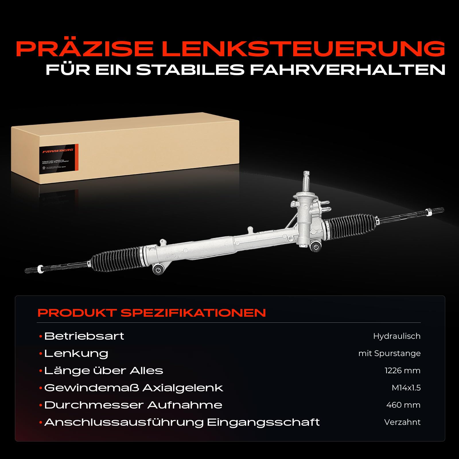 Frankberg 1x Lenkgetriebe Linkslenker mit Axialgelenk Kompatibel mit Fiesta V JD JH 1.2L-1.6L 2005-2008 Fiesta V Van 1.3L 1.4L 2005-2010 2 DY 1.2L 1.4L 1.6L 2006-2007 Replace# 1760698
