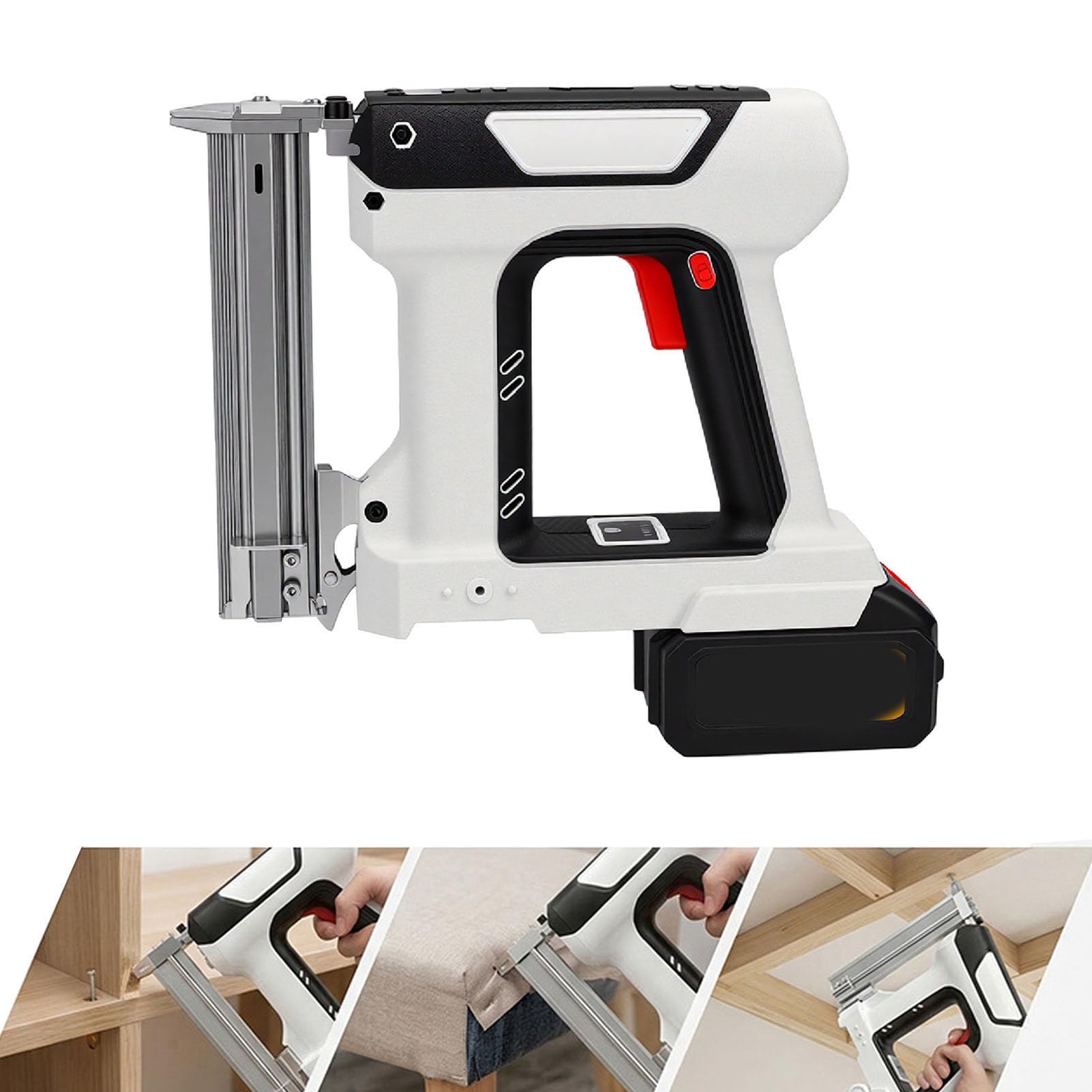 Brad Nailer Inalámbrico 2 en 1, Pistola de Clavos Eléctrica con Batería para Proyectos de Renovación del Hogar de Carpintería, 4,0 Ah