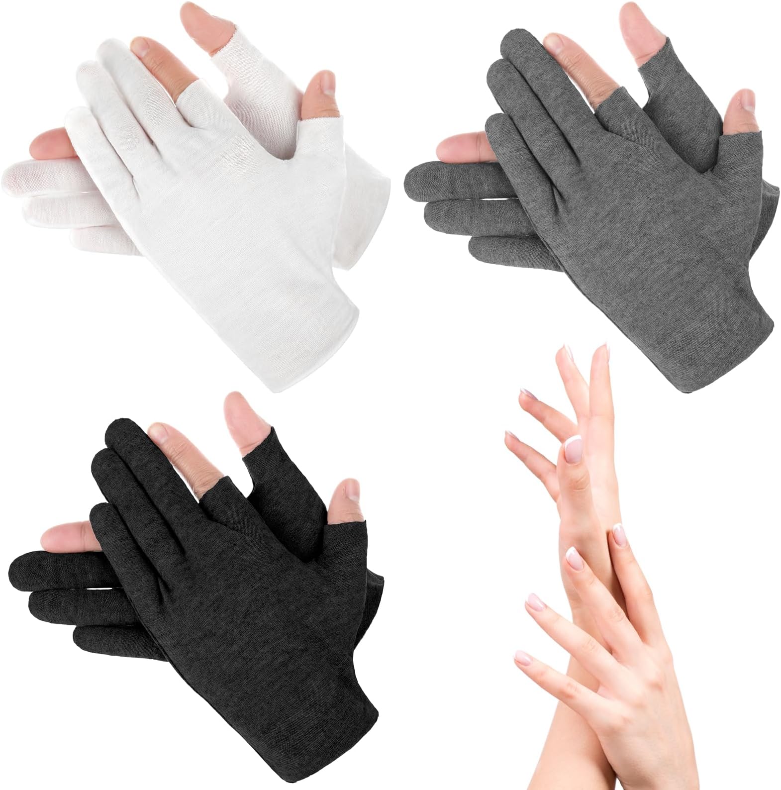 3Pair Touchscreen Cotton Gloves for Eczema and Dry Hands