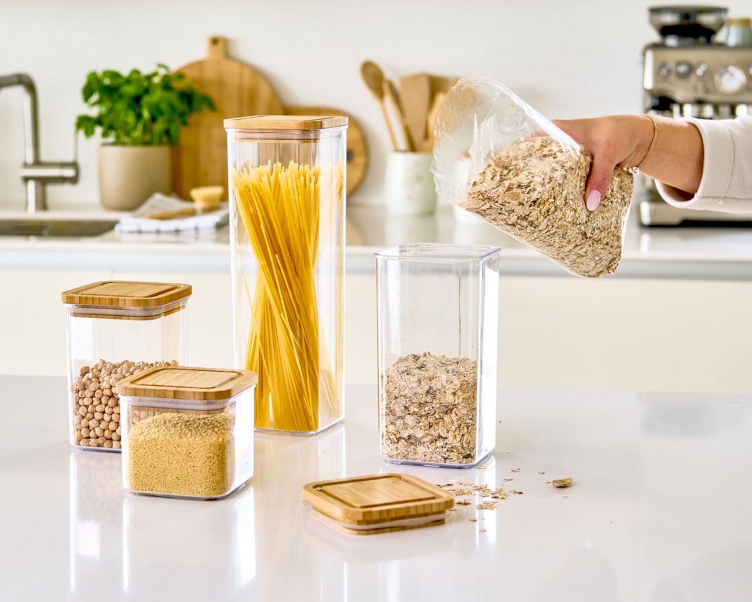 ZELLER Vorratsdose Mit Bambusdeckel 800ml - Transparente Aufbewahrungsbox Für Küche