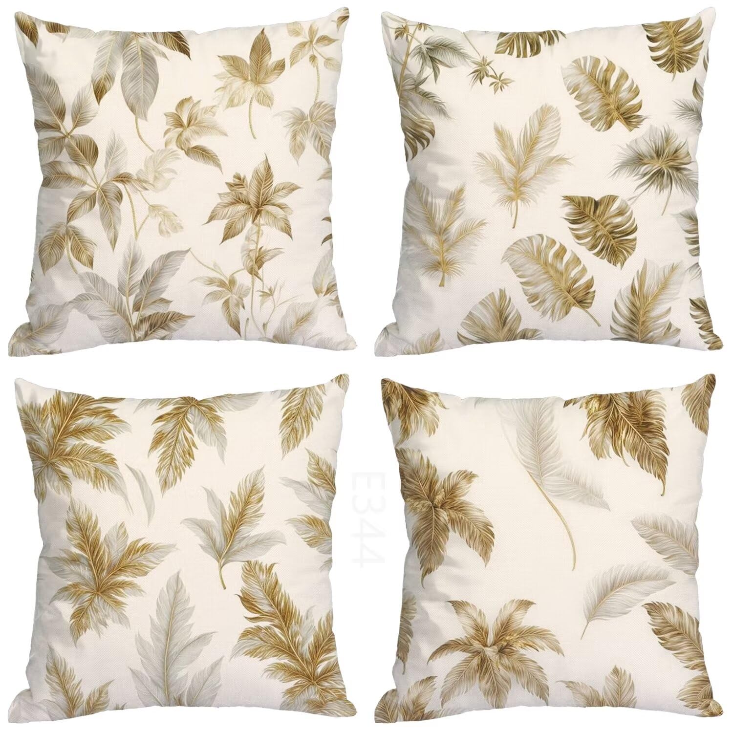 Giallo Federe Cuscini Divano 50x50cm,4 Pack Pianta Estate Esterno Cuscini per Divano,Doppio Lato Quadrato Morbido Cuscini Divano,per Divano Soggiorno Sedia Autunno Dekoration Cuscino,Regali LY-344