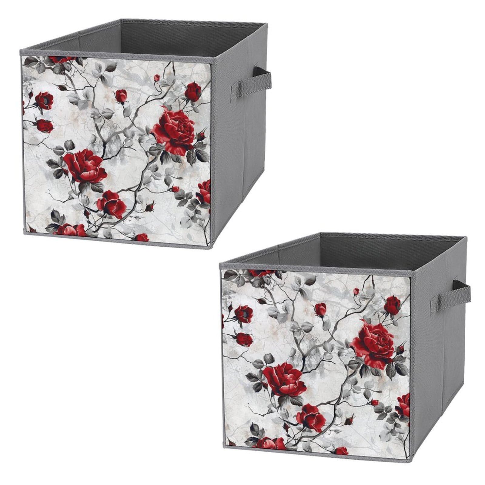Panier de rangement vêtements en tissu à roses pour dressing ordonné