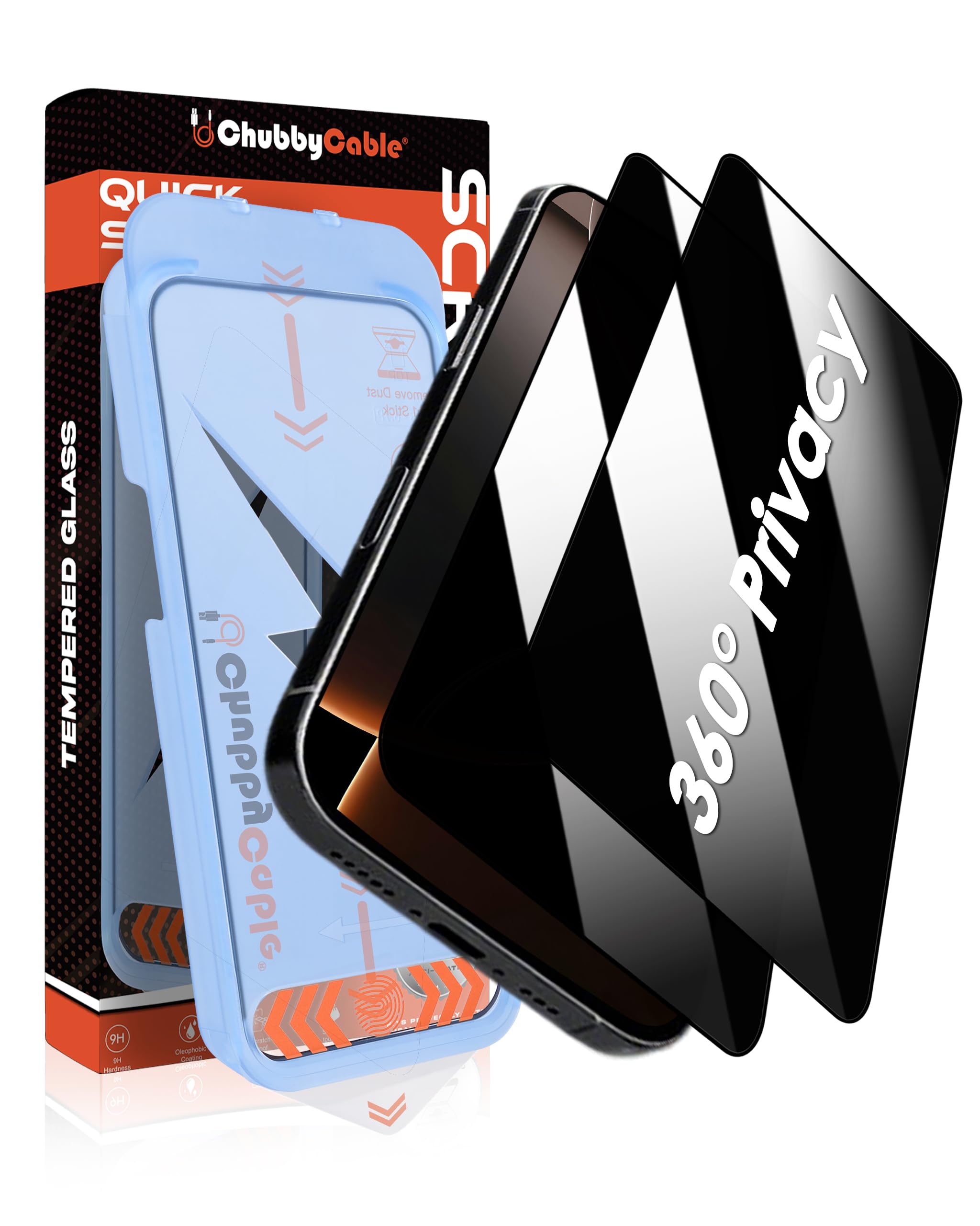 Photo 1 of chubbycable 360 Privacy Screen Protector for iPhone 16 Pro, 2 Pack