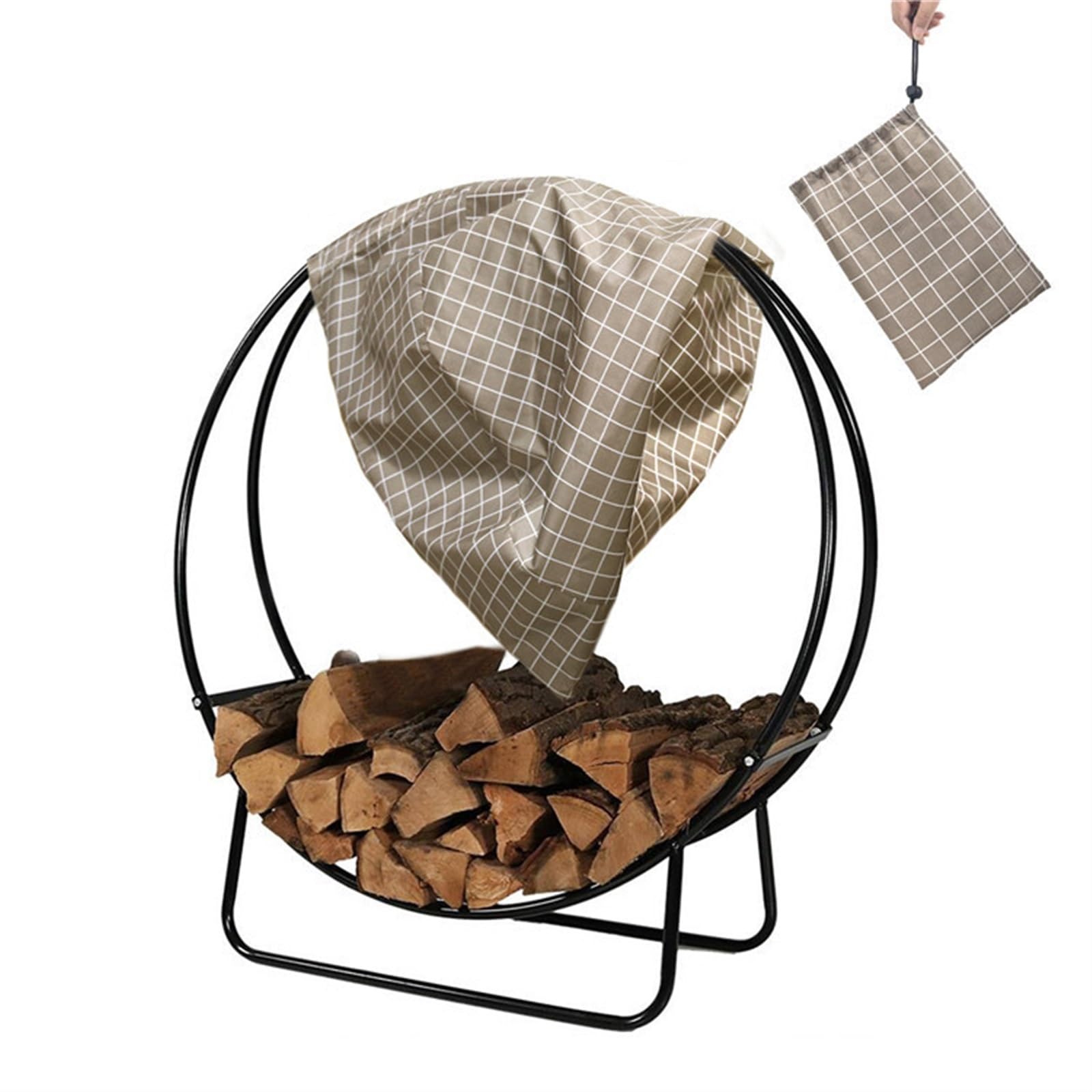 Funda Para Estantería De Leña Cubierta protectora for leña redonda, portátil, impermeable, for exteriores, for patio, chimenea, cubierta for leña for el hogar Cubierta Para Estante De Leña(Brown)
