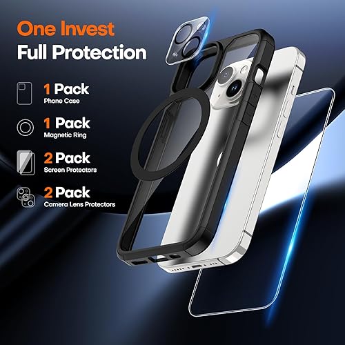 Miniatura 314 de TAURI Funda 3 en 1 para iPhone 13 Pro, [no amarilla] con 2 protectores de pantalla, funda delgada a prueba de golpes para iPhone 13 Pro, color negro