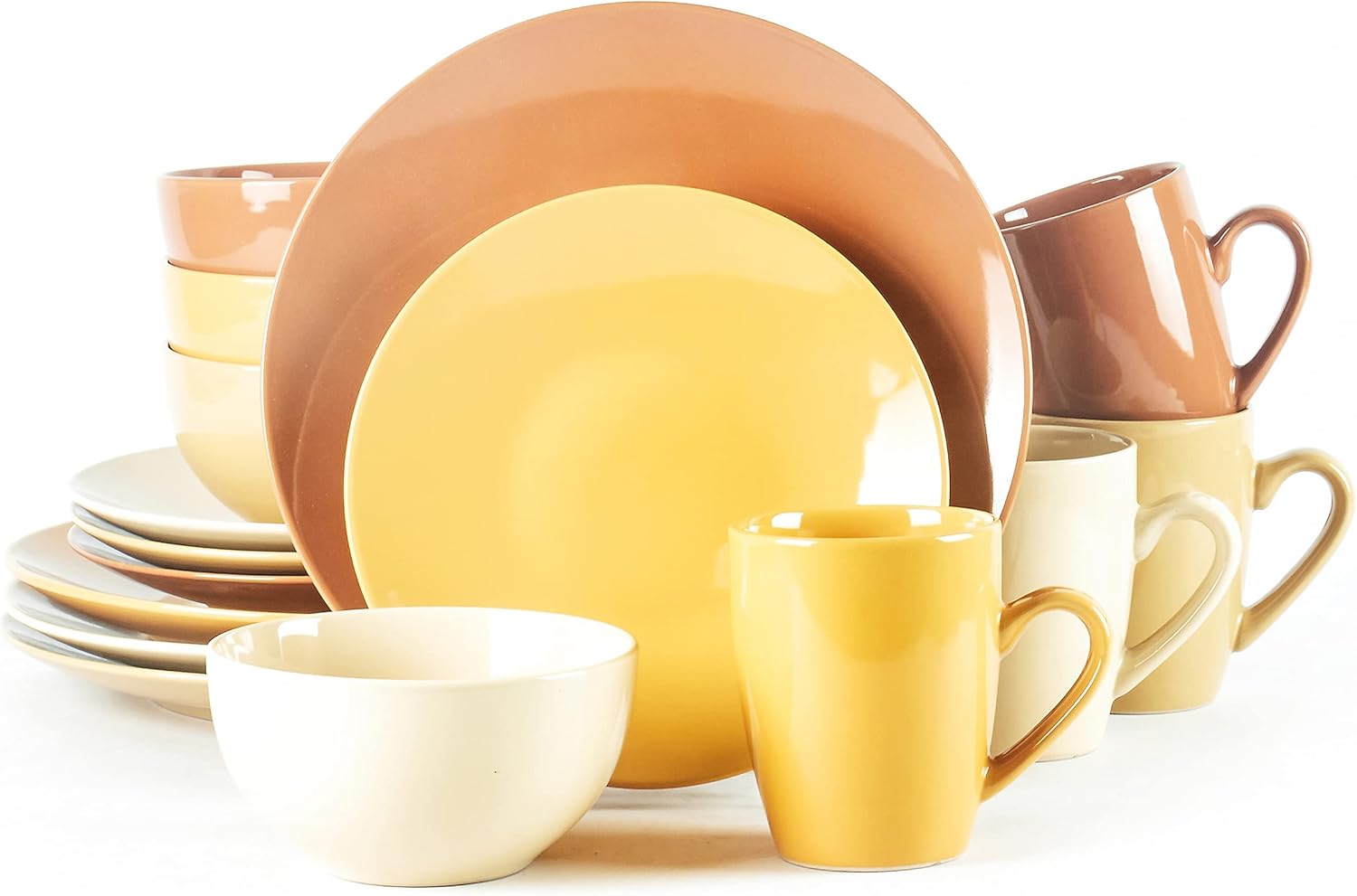 Color Wave Stoneware 16pc Dinnerware Set, Honey Comb