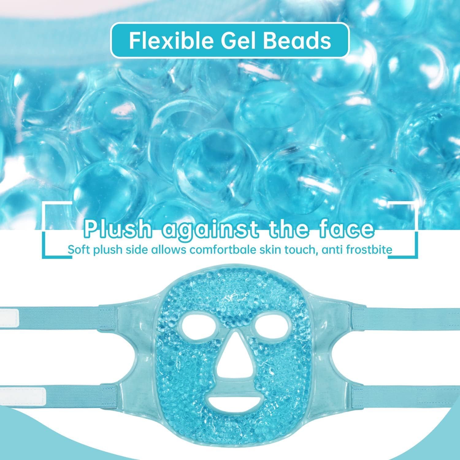 Feelon Cold Face Eye Mask, Ice Pack Reduce Face Puff, Dark Circles, Gel Beads Hot Heat Cold Compress Pack, Face Spa For Woman Sleeping, Pressure, Headaches, Skin Care (Blue Color) 2