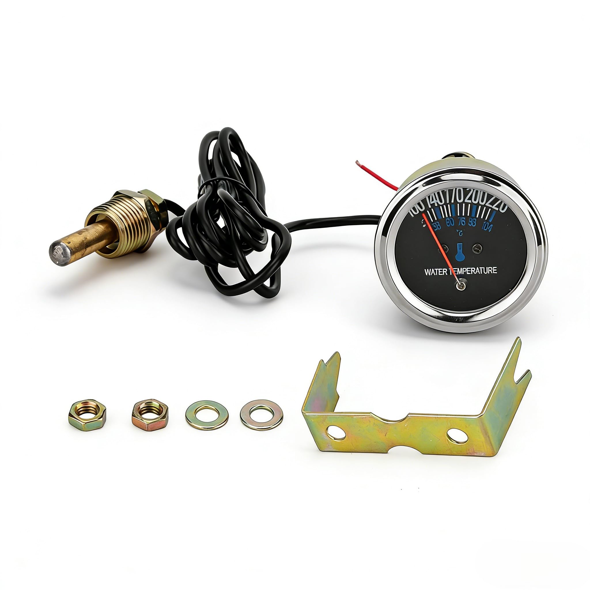 jauge de température de l'eau mécanique, Voiture en métal 52mm Kit de jauge de température de l'eau pour voiture, capteur de température mécanique marine 12v