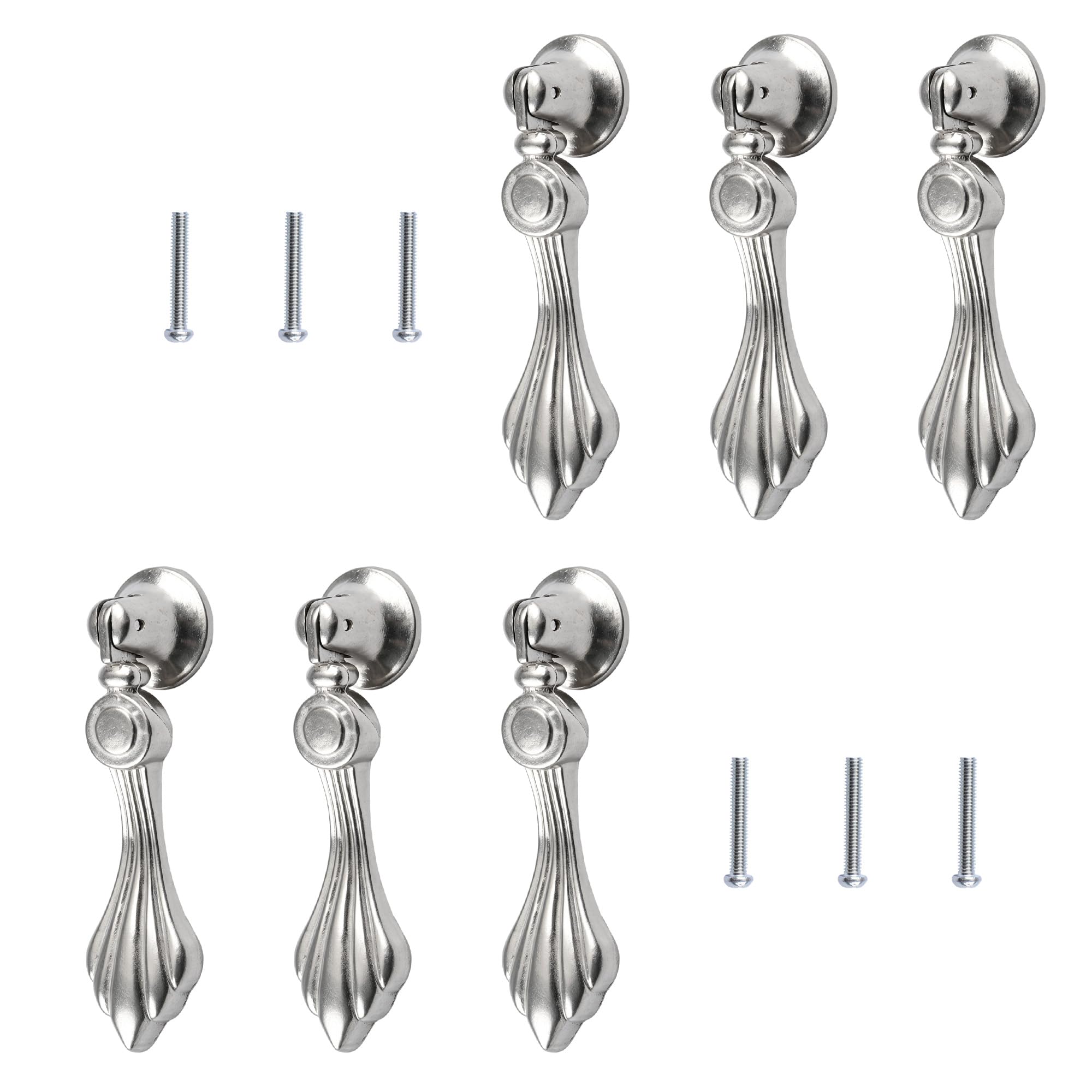MOROBOR Vintage Pendant Pulls, 6pcs Carved Zinc Alloy Knobs Antique Tear Drop Single Hole Handle for Cabinets Wardrobe Cupboard Closets Drawer Door Furniture Decorative