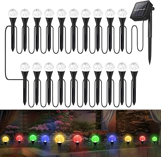 ZINOERS Luci Solari Esterno Giardino 20 Lampadine, Luci Esterno Energia Solare per Prato 6.75M IP65 Impermeabile Luci per Sentieri con 8 Modalità Per Giardini, Prati, Patii, Feste, Festival