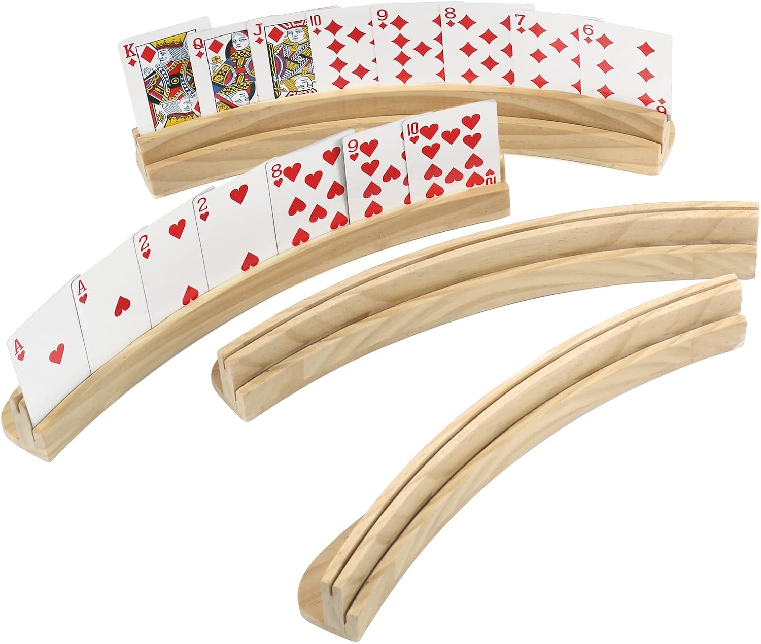 Plusvivo Set of 4 Curved Playing Cards Holders for Seniors