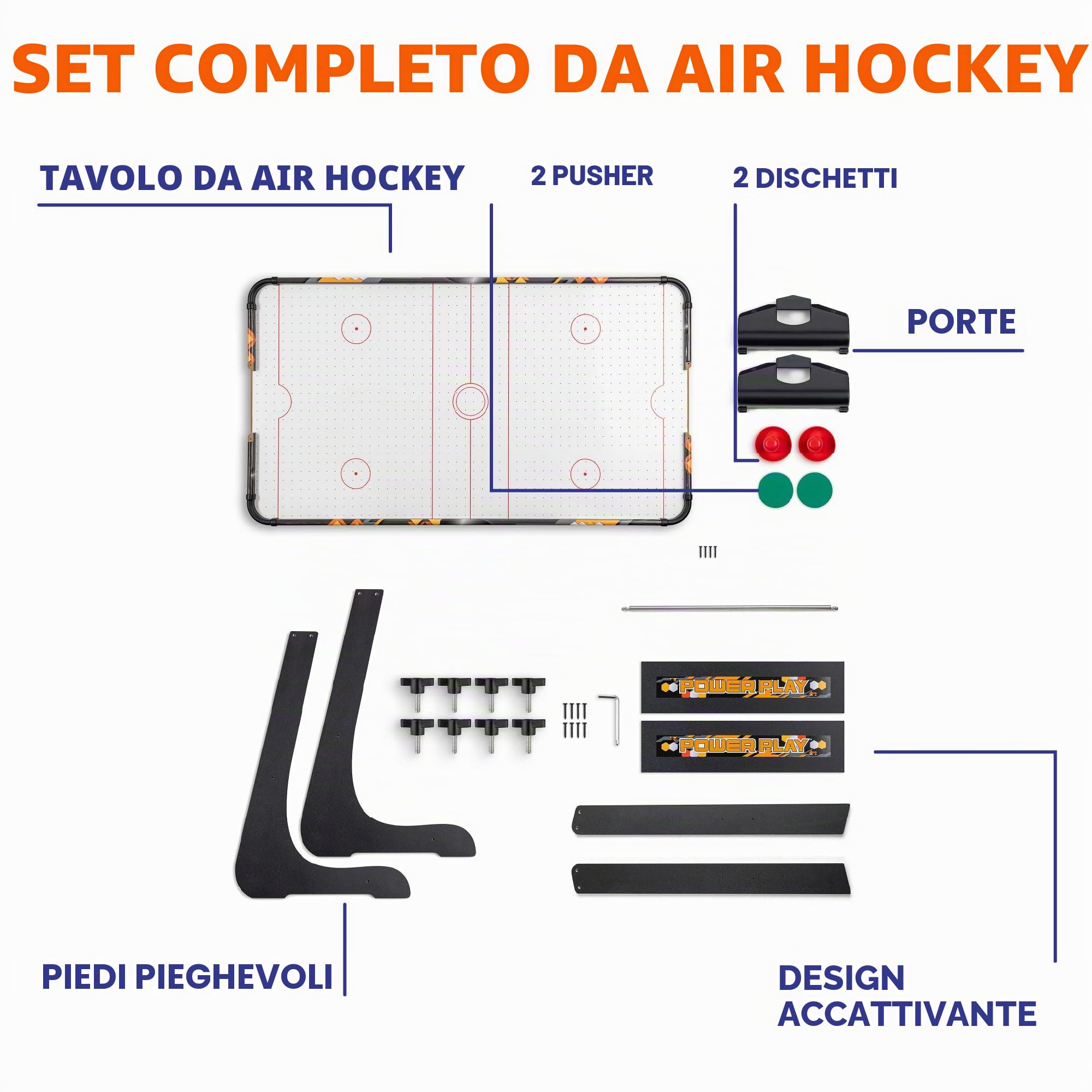 Powerplay 3ft Air Hockey Table, Mini Air Hockey Football Game for Kids & Adults, Compact & Portable, Easy Storage, Gift for Boys and Girls